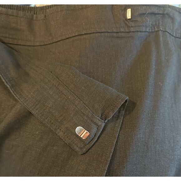 Women's Plus Linen Blend Midi Wrap Skirt - Ava & Viv Black Size 1X - Picture 3 of 6